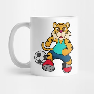Tiger as Soccer player with Soccer ball Mug